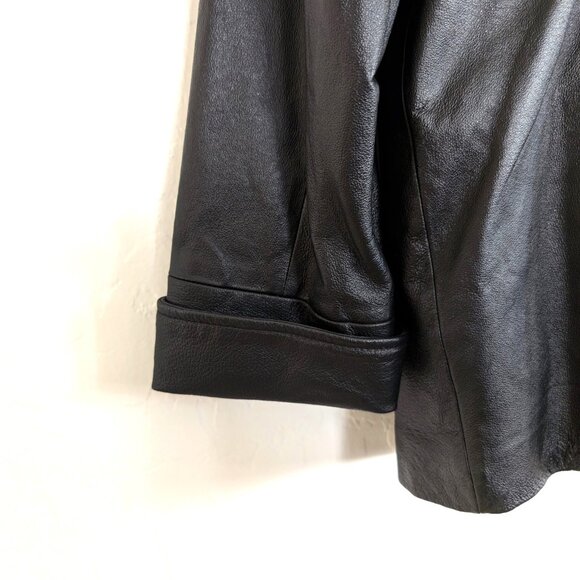 TERRY LEWIS Detachable Coat Women's L Black‎ Leather Faux Fur 2 In 1 Pockets - Picture 6 of 16